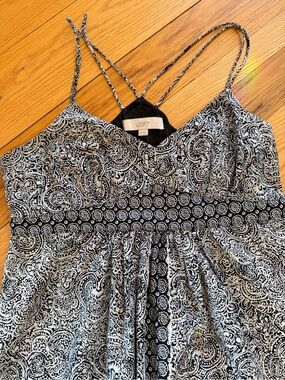 LOFT Black & White Paisley Spaghetti-Strap Sundress